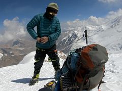05C Lal Sing Tamang gets ready to finish the climb to Ak-Sai Travel Lenin Peak Camp 3 6100m